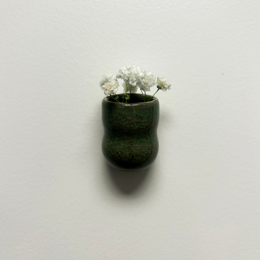 sage green mini vase magnet