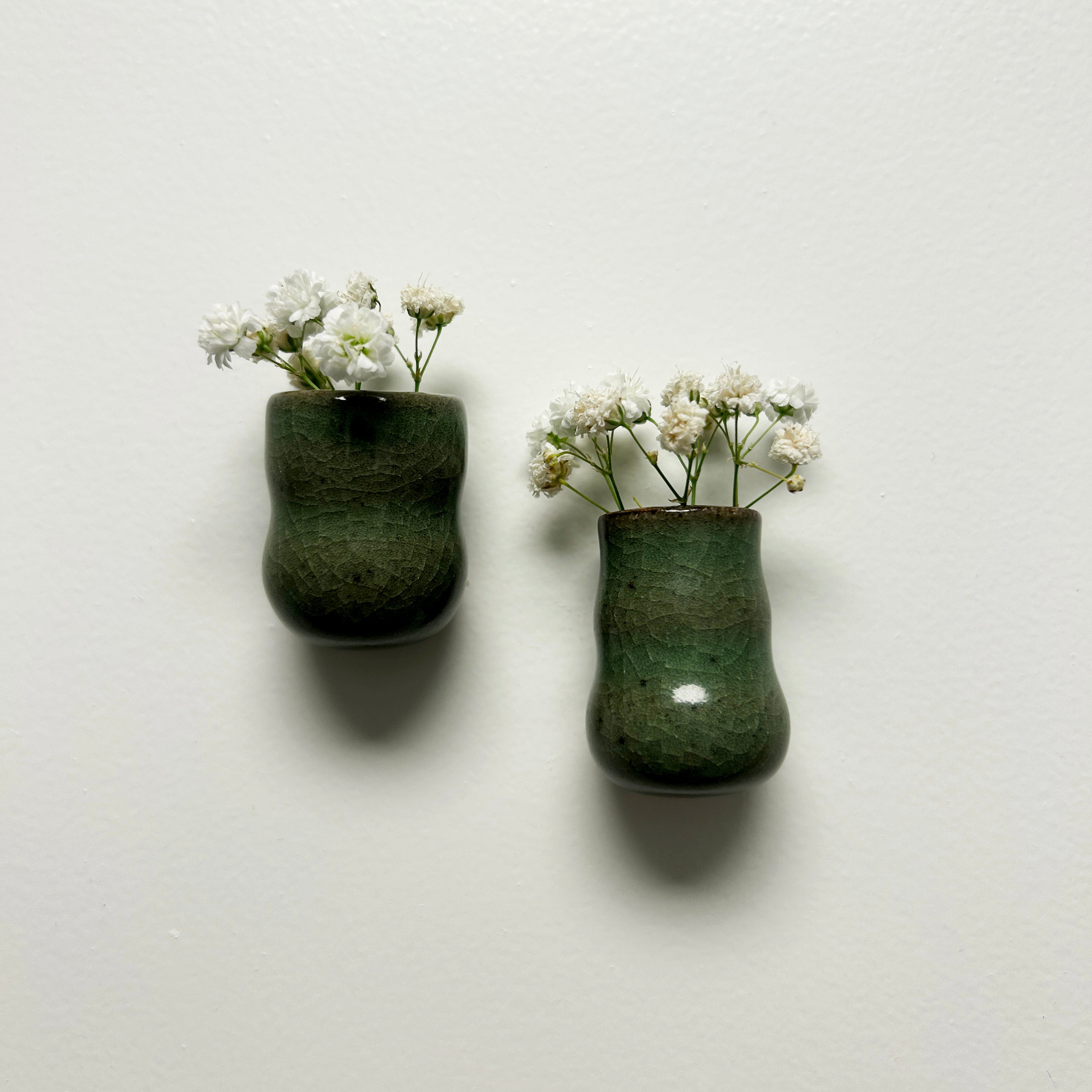 sage green mini vase magnet